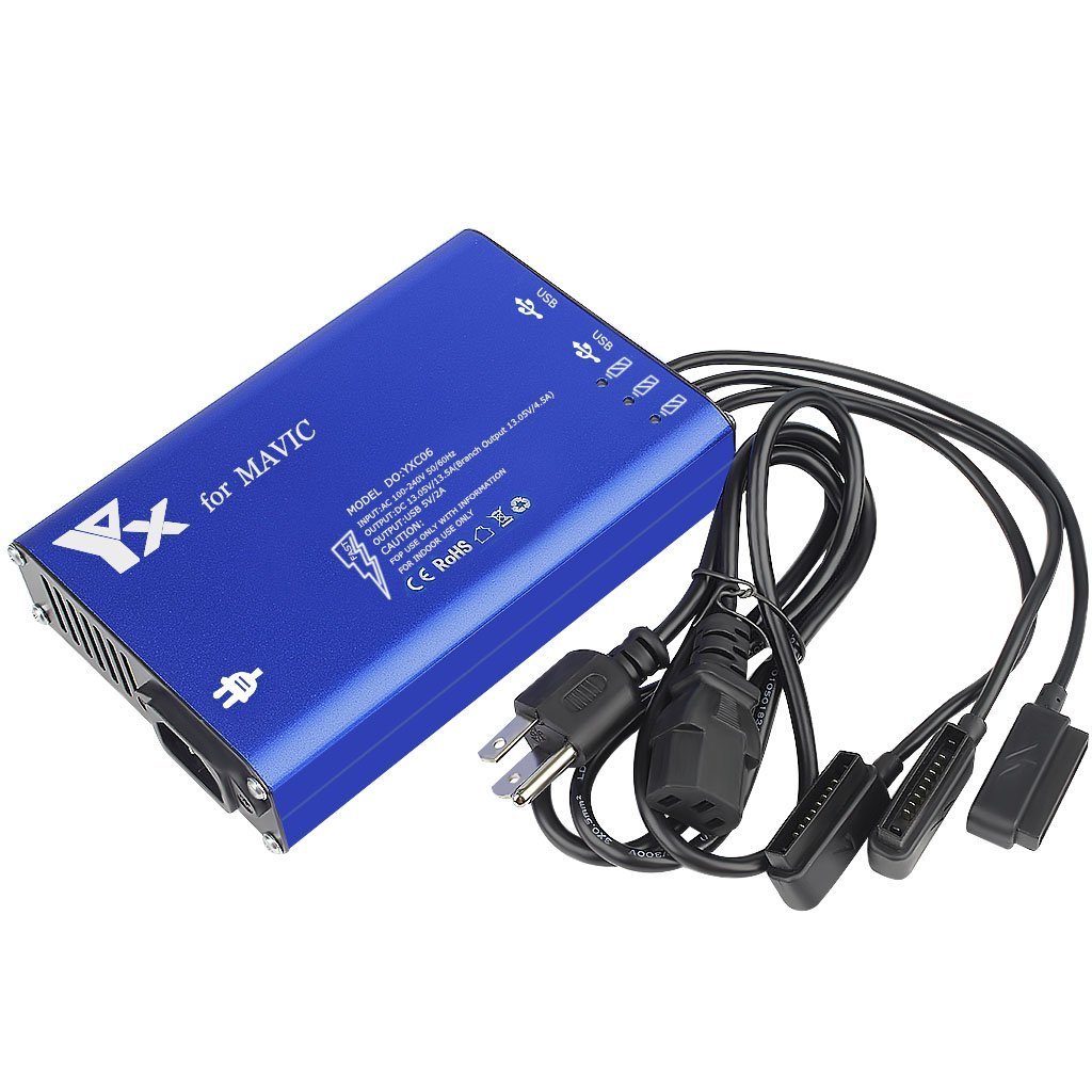 5 in 1 Intelligent Battery Charger with 3-Channel Rapid Battery Charger Two USB Ports for DJI Mavic Pro