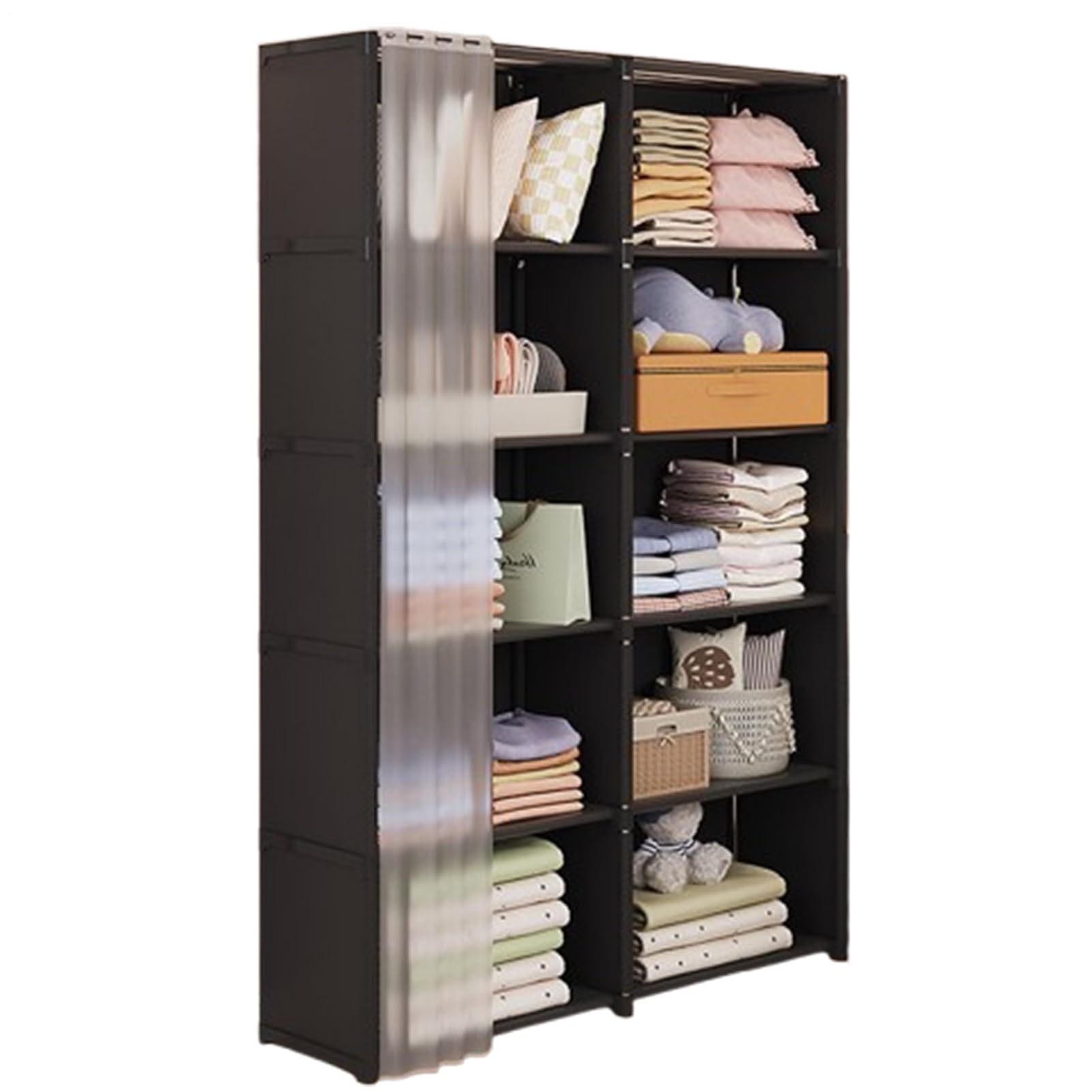 Simple Storage Cabinet | Wardrobe Storage Rack | Portable Closet Wardrobe | Portable Garment Organizer | Bedroom Storage Rack | Closet Storage Organizer With Non-woven Fabric Cover For Bedroom