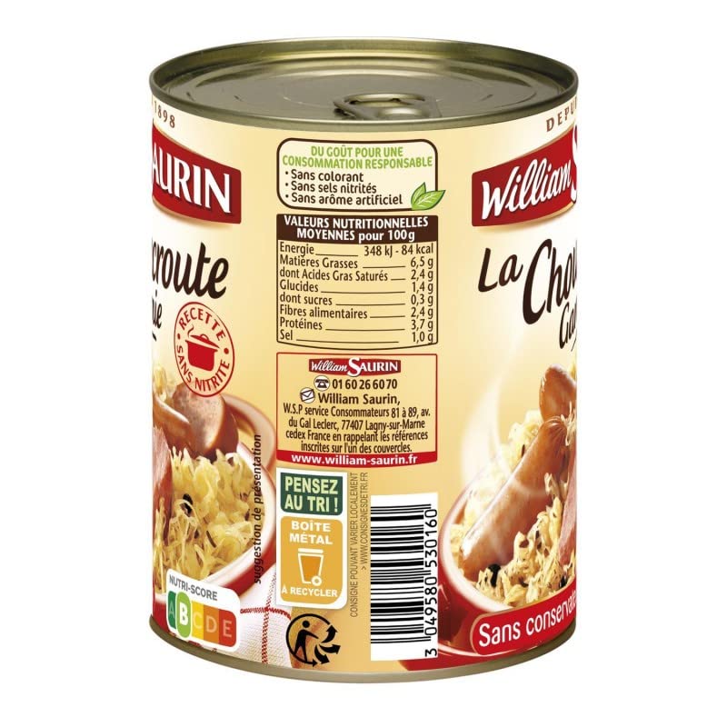 WILLIAM SAURIN - Choucroute Garnie 400G - Lot De 3