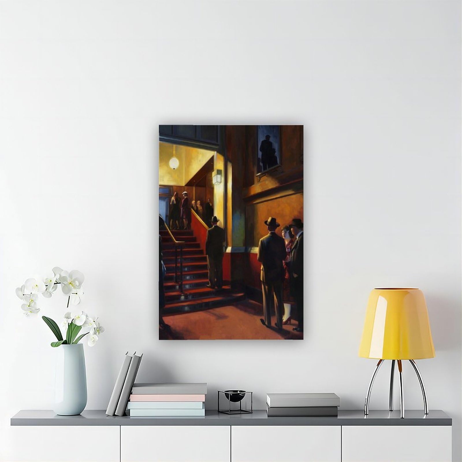 PHTHDB Poster su tela con scena del cinema di New York, omaggio a Edward Hopper, decorazione per la casa, idea regalo