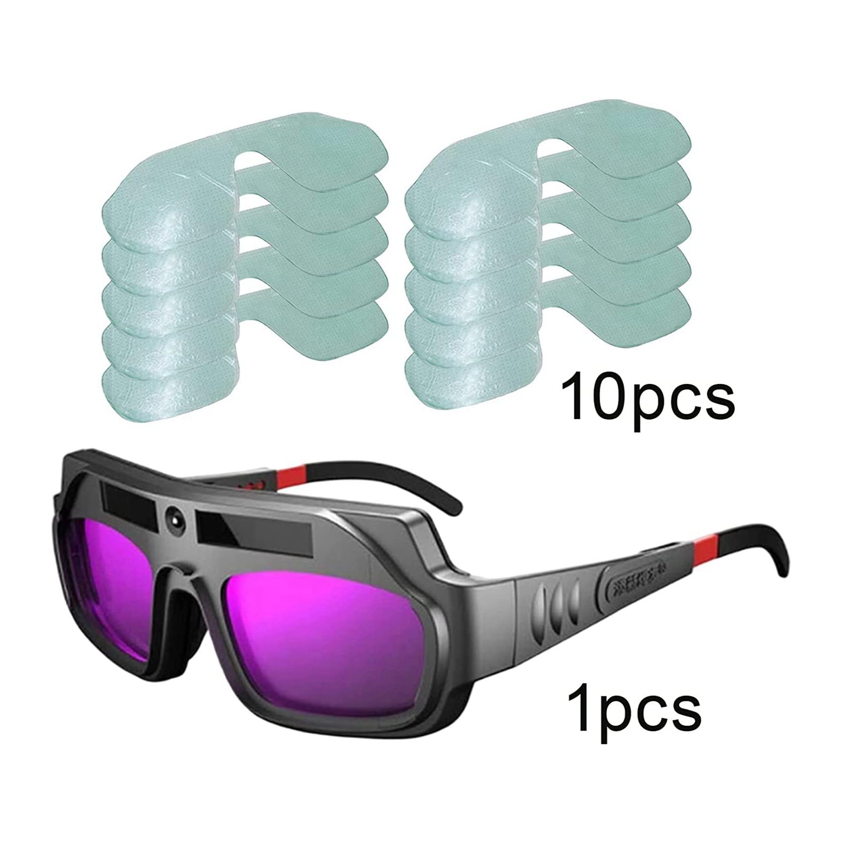3X Gafas de Soldadura de Oscurecimiento Automático Gafas de Soldador de Vista Grande Antiarañazos para Corte de Plasma con Lentes de 30 Piezas
