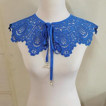 Embroidered Floral Lace Neckline Neck Collar Trim Clothes Sewing Applique Edge Blue C