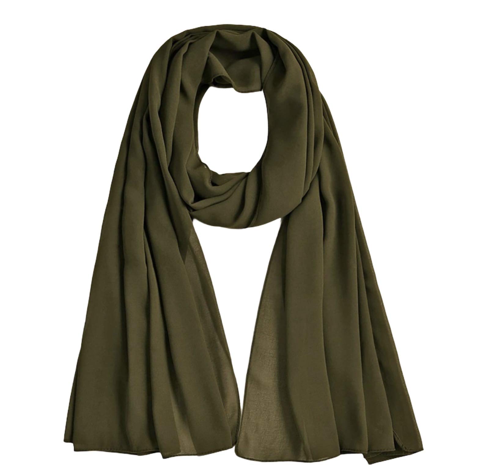 Ladies Quality Plain Chiffon Hijab Scarf Large Maxi shawls 30 Colours(Olive)