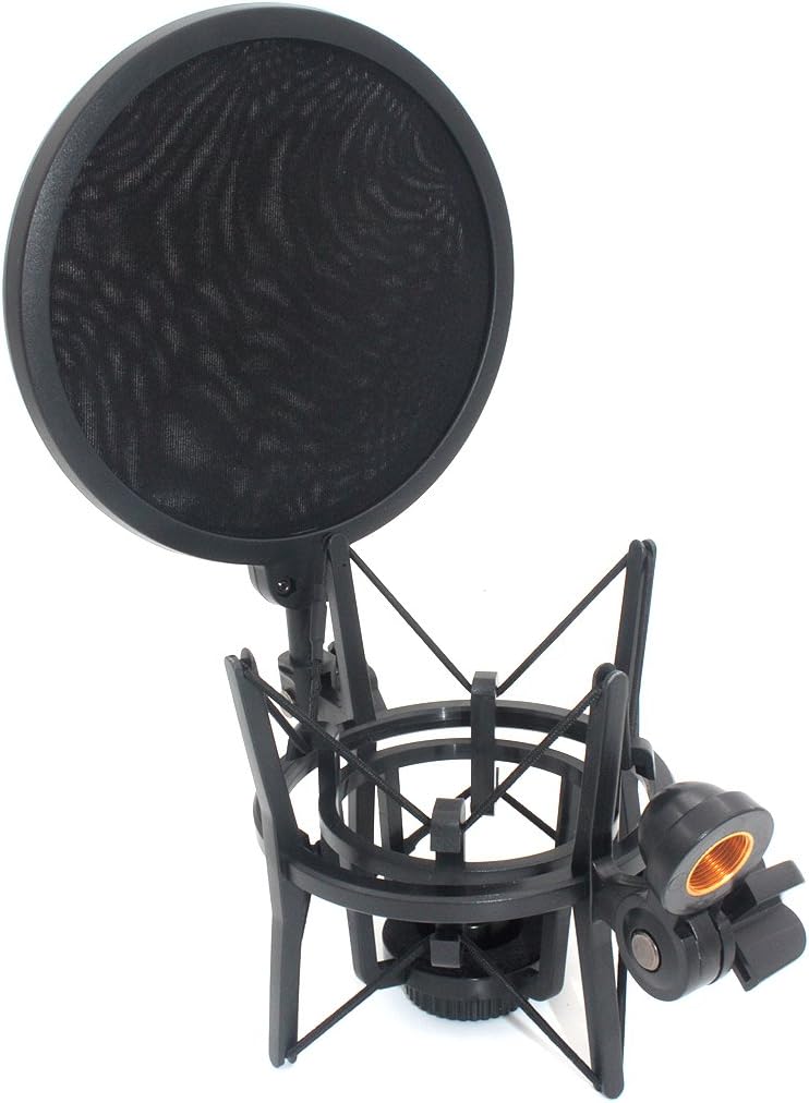 ZRAMO® SH101 Integrated Shock Mount with Pop Filter for Large Diameter Condenser Microphone for MXL 990 MXL 770 for CAD GXL2200 and AKG P420 Mics