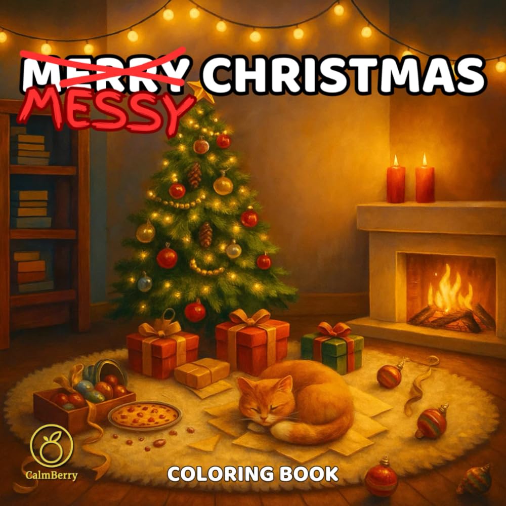 Merry Messy Christmas: Cozy Coloring for Adults – 40 X-mas Festive Chaos Scenes of Trees, Gifts & Holiday Mayhem