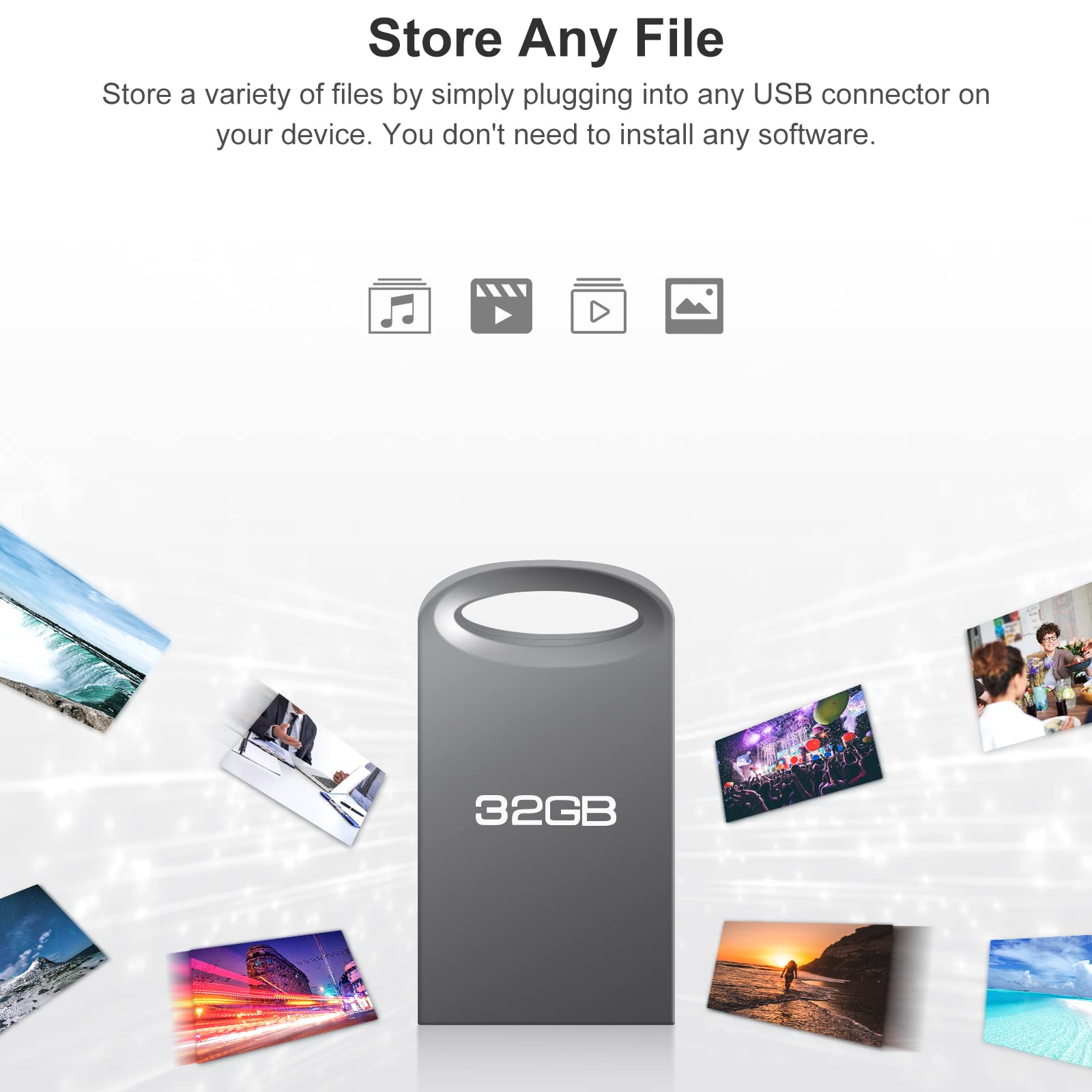 Chiavetta USB da 64GB Quadrata Mini per Laptop, PC, Auto e Altro