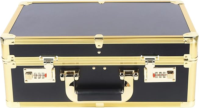 Professional Barber Case, Portable Stylist Travel Kit, Hair Beauty Salon Tool Storage Box, Hair Tools Carry Case,Suitable for Storing Scissors/Hair Dryer/Comb/Clip and Other Hair Supplies Gold