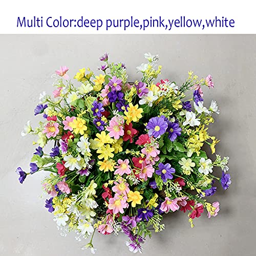 Lesrant 12Inch Artificial Flower Hanging Basket,Artificial Hanging Plants Outdoors Fake Flowers Silk Daisy Hanging Flower Basket For Outside Porch Patio Garden Decoration #TOP2