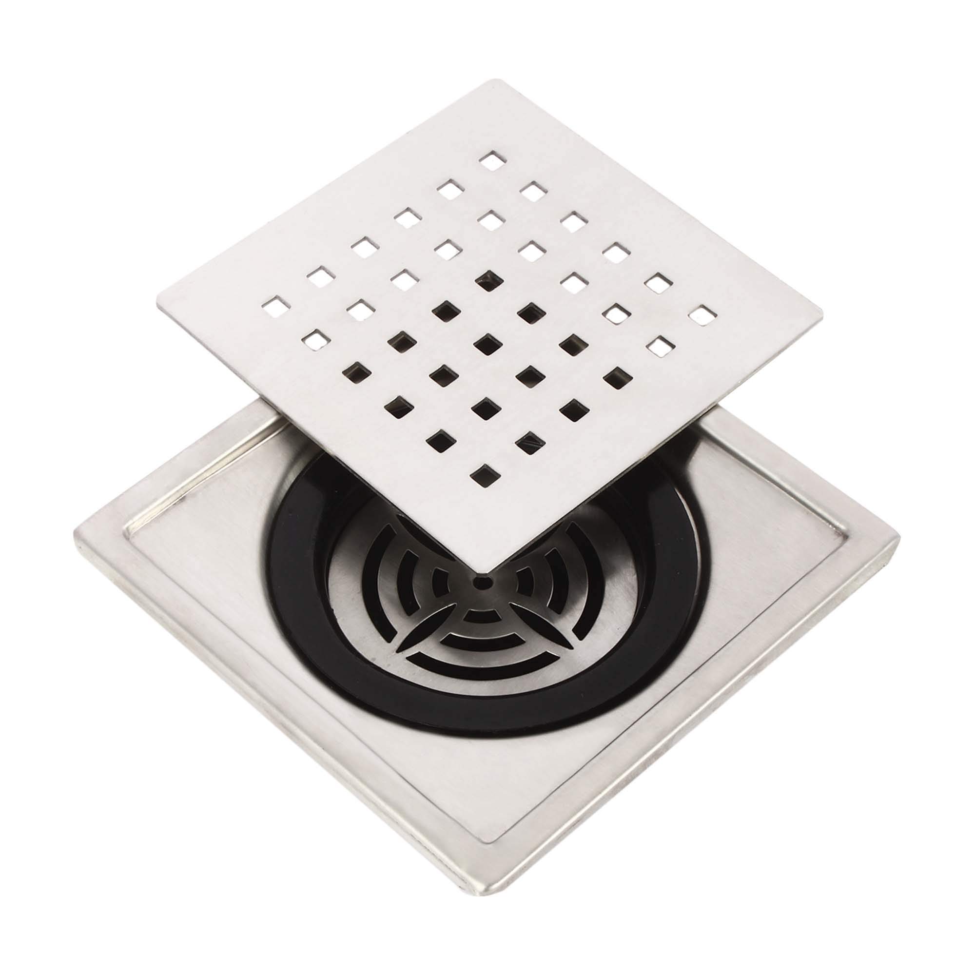 Kitchen Square Floor Grating with Trap SS 304 Heavy Duty Floor Drain with Waste Trap Anti Odour Bathroom Drain Jali for Shower Kitchen Balcony Utility Area (125 mm (5 Inch × 5 Inch))-image-37