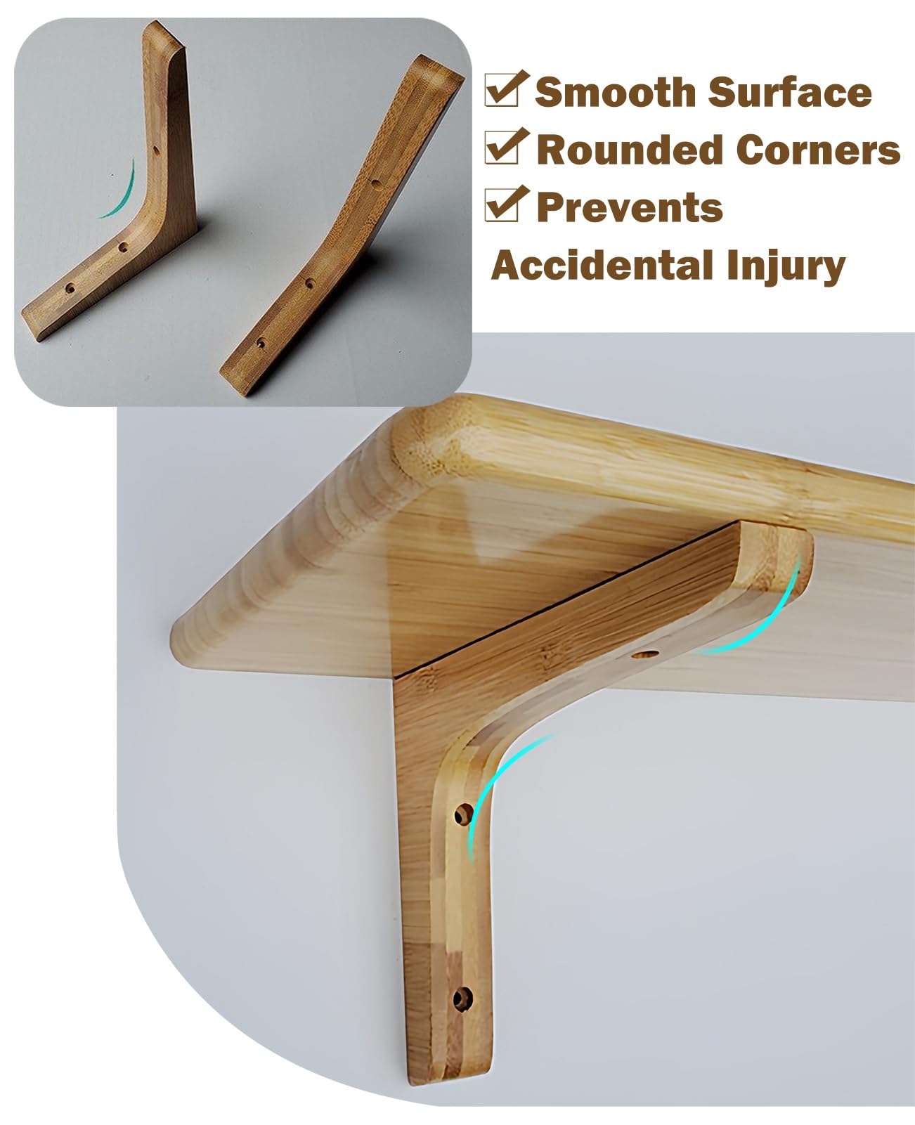 Escuadras para Estanterias Juego de 6 Soportes para Estantes Flotantes de Madera Maciza | Soporte para Estante en Forma de L (10, 15, 20, 25, 30, 35 cm) – Soporte Decorativo para Estantería