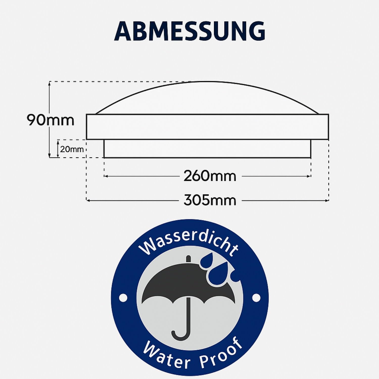 ADAKAT Deckenleuchte Wandleuchte IP54 2x E27 Metall-Rahmen weiß