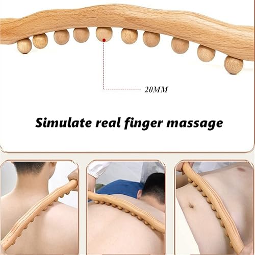 Miniatura 4 de Herramientas de rodillo de masaje de drenaje linfático para terapia de madera, 8 cuentas, terapia de tejido suave, alivio gua sha 20.47 pulgadas