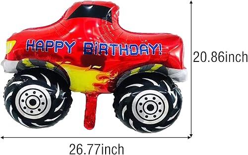 Miniatura 4 de Race Car Foil Balloons Party Supplies Monster Truck Balloon Decorations Number 4 Balloons 40 Inch for Boys 4th Birthday Baby Shower Car Theme Party