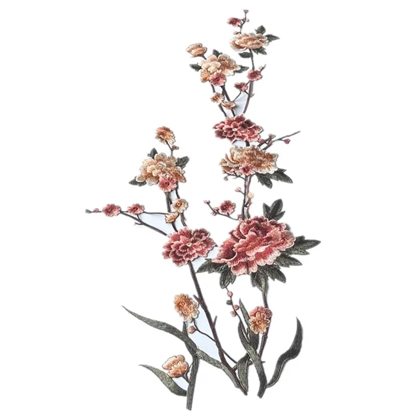 Applique, toppa ricamata, a fiori grandi da cucire su vestiti, cappotto, abito, accessorio, decorazione for tessuti con applicazioni floreali, di prugno fai te(L)