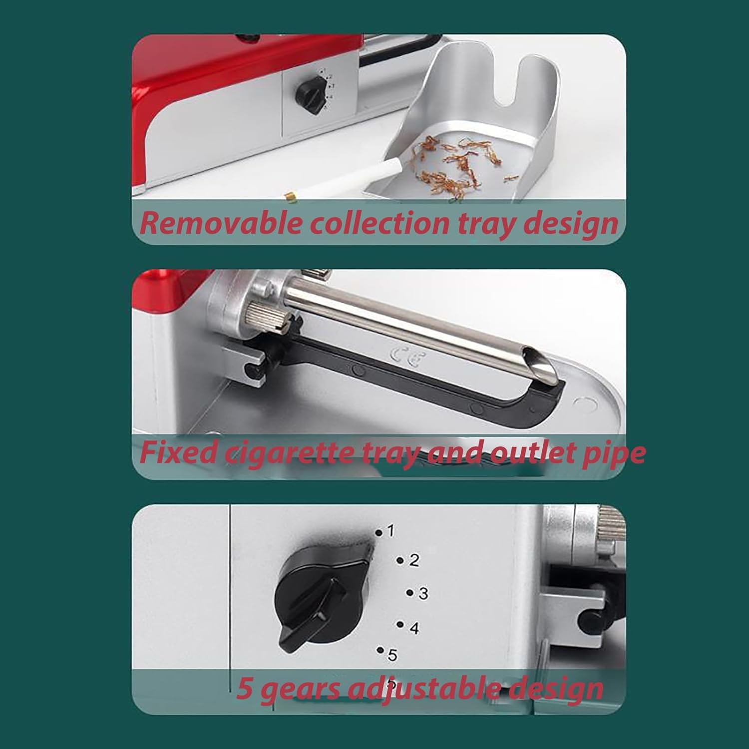 Small Handmade Cigarette Rolling Machine, Fully Automatic Electric Cigarette Rolling Machine with 5.5/6.5/8.0MM, 5 Levels of Tightness Adjustment, for Father, Husband