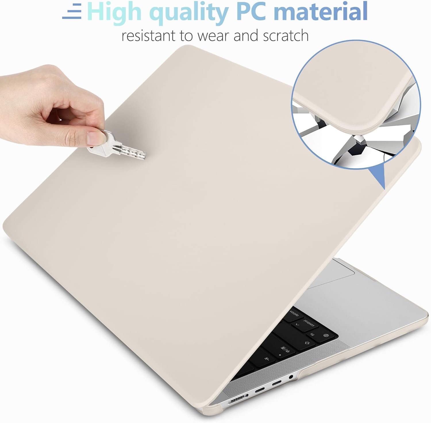 MEEgoodo for M4 MacBook Pro 16 inch Case 2024 2023 2021 (Fit Model A3403/A3186/A2991/A2780/A2485) M3 M2 M1 Pro/Max with Touch ID, Laptop Hard Shell Case with Keyboard & Webcam Cover, Rock Gray - Image 3