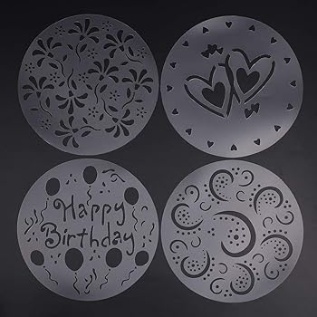 Gateau D Anniversaire Pulverisation Moule Petit Gateau Gateau D Anniversaire Moule 4 Pcs 4 Styles Fleur Coeur Pulverisation Pochoirs Gateau D Anniversaire Moule Decoration Boulangerie Outils Bricolage Amazon Fr Cuisine Maison