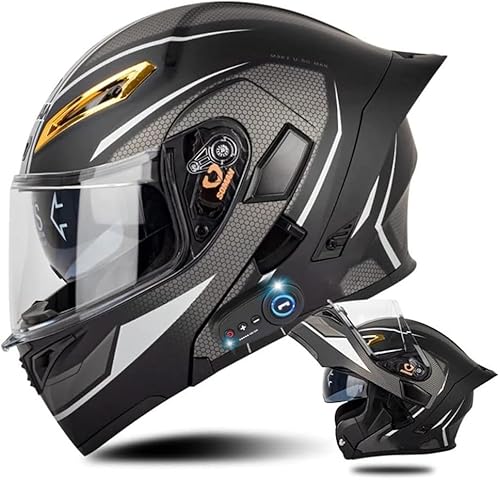 Miniatura 24 de Casco modular de motocicleta con Bluetooth con cola DOT/ECE aprobado cascos delanteros abatibles con doble visera antivaho casco de cara completa,