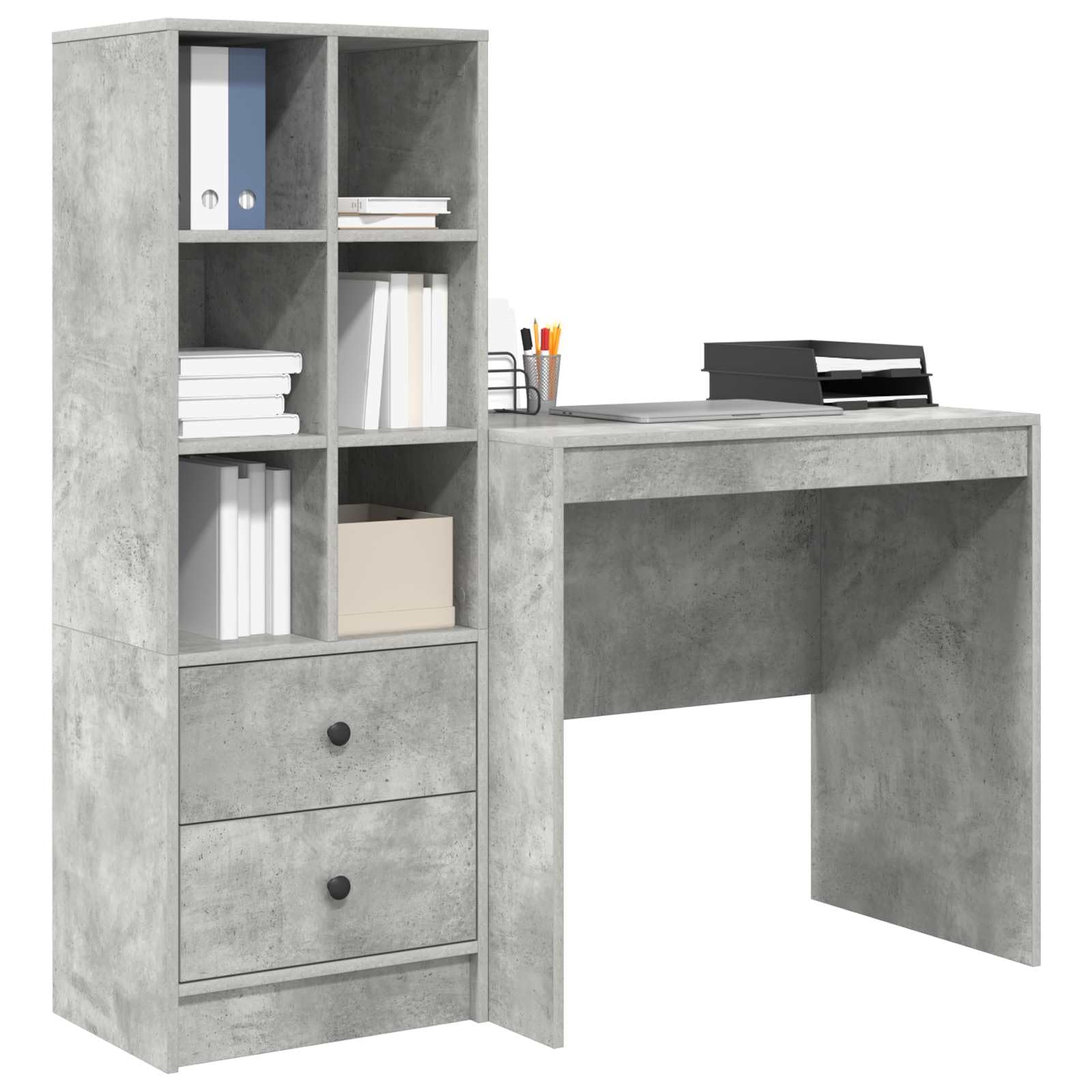Biurko betonowe szare 125,5 x 50 x 127 cm 2 szt. materiał drewnopochodny
