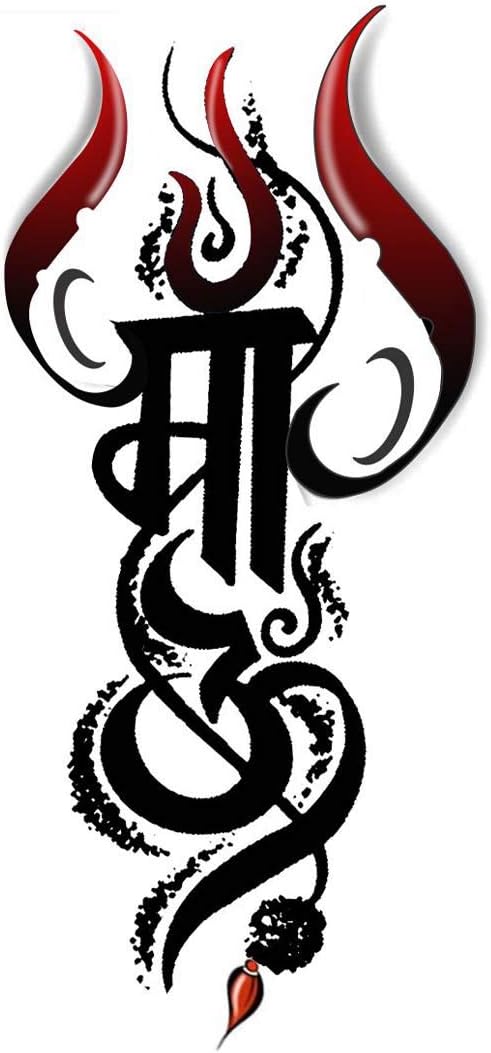 Voorkoms® Om Trishul With Maa Tattoo Waterproof Men and Women Temporary Body Tattoo Multicolor