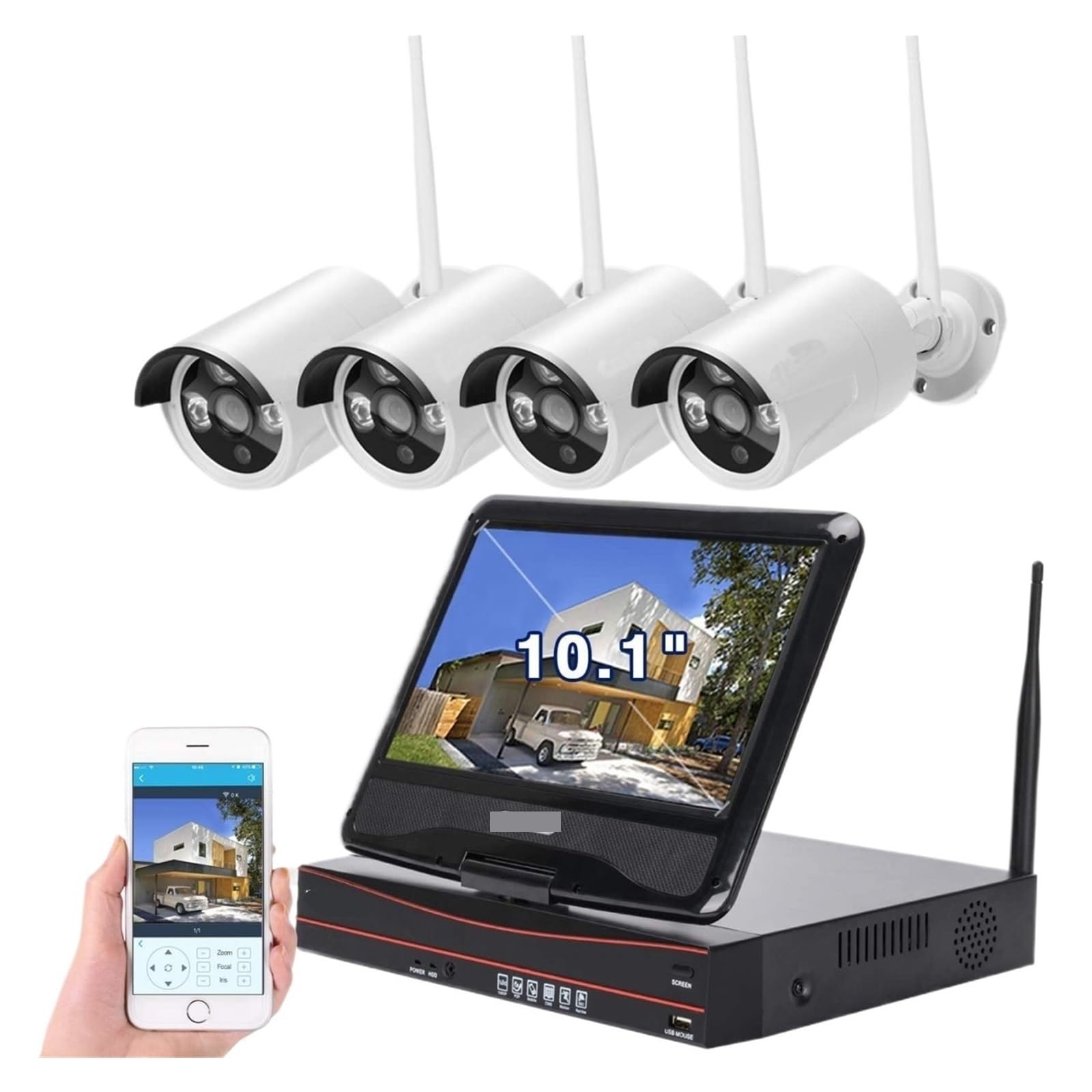 Kamera Wi-Fi, Systemy Kamer CCTV, Bezprzewodowy Zestaw Zabezpieczeń 8-kanałowy 3MP, Wodoodporny Nadzór IP Na Zewnątrz Z Monitorem 10.1 NVR, do podjazdu ogrodowego