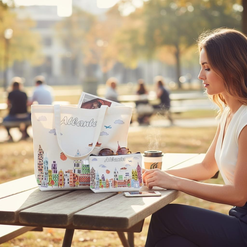 City Themed Artwork Tote Bag with Zipper Series- Designed in the USA, 17"x14", Souvenir & Gift - Image 3