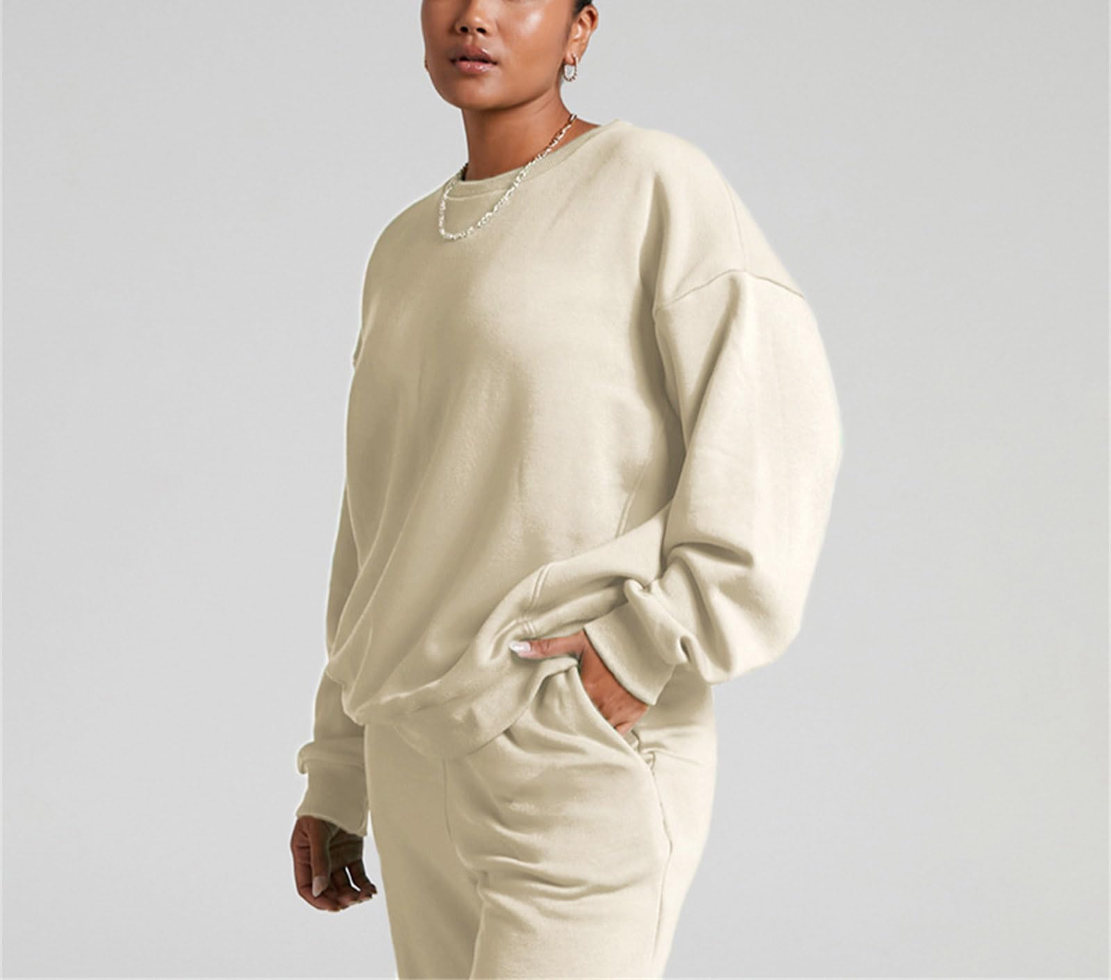 Suncolour Completo da Donna in Due Pezzi Felpa Pullover e Pantaloni da Jogging Tuta Calda Set di Tute Casual da Donna