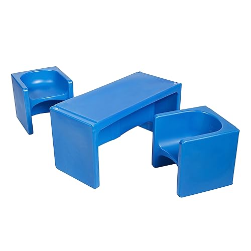 ECR4Kids Tri-Me - Juego de mesa y sillas cubo, muebles multiusos, color azul, 3 piezas Azul,Agua,Negro -,Azul Cian,Verde Fern,Verde,Verde