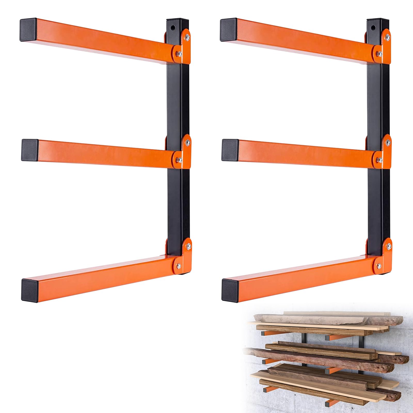 Kragarmregal, 2 Stück Holzlagerungs-Metallregal Holzregal mit 3 Ebenen Wandregal Garage Werkzeug Wandhalterung Snowboard Storage Wandmontiertes Rack für Leiter Fahrrädern Holzlager