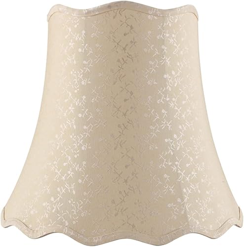 Aspen Creative 34065 - Lámpara de construcción de araña en forma de campana de vieira de transición, tela texturizada jacquard en beige, 10 pulgadas Aspen Creative 34065 - Lámpara de construcción de araña en forma de campana de vieira de transición, tela texturizada jacquard en beige, 10 pulgadas