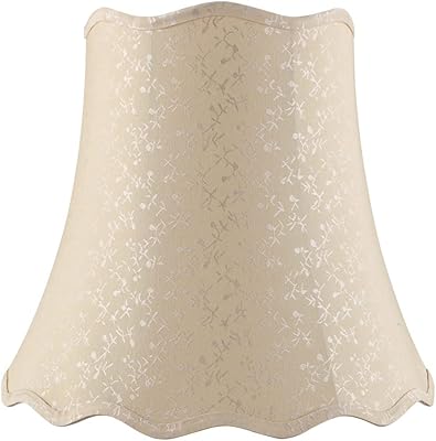Aspen Creative 34065 Transitional Scallop Bell Shape Spider Construction Lamp Shade, Jacquard Textured Fabric in Beige, 10