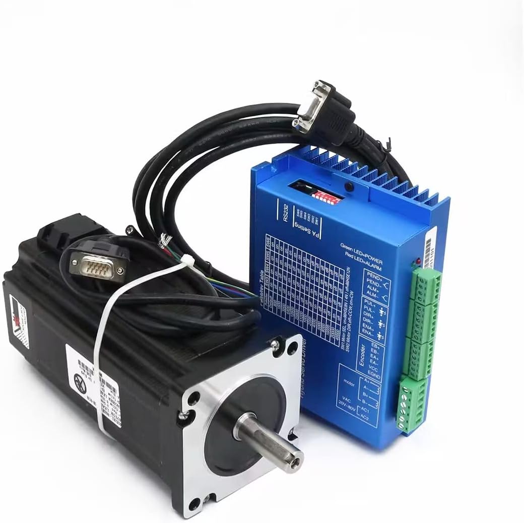 RATTMMOTOR Nema34 12N.m Closed Loop Hybrid Servo Motor Stepper Motor 12nm 1700oz-in 156mm 6A 2 Phase & HSS86 Servo Driver & 3m Wire CNC Controller Kit for CNC Router Engraving Milling Machine