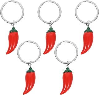 Tofficu Chili Keychain Chili Keyring Simulation Food Key Chain Vegetable Keychains Pepper Key Ring Key Chain
