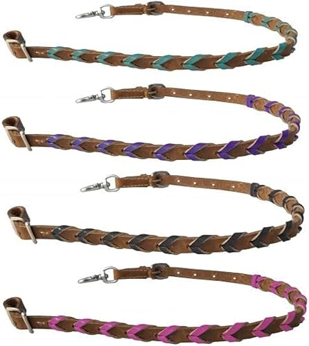 Showman Correa de cuero de vaca argentina con acento de cuero trenzado de color