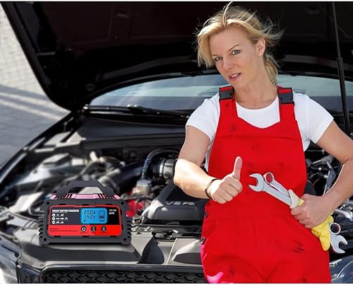 Miniatura 9 de LVYUAN Cargador de batería inteligente para auto de 20A, 12V (5/10/20A) y 24V (5/10A), cargador automotriz, mantenedor de batería con pantalla LCD