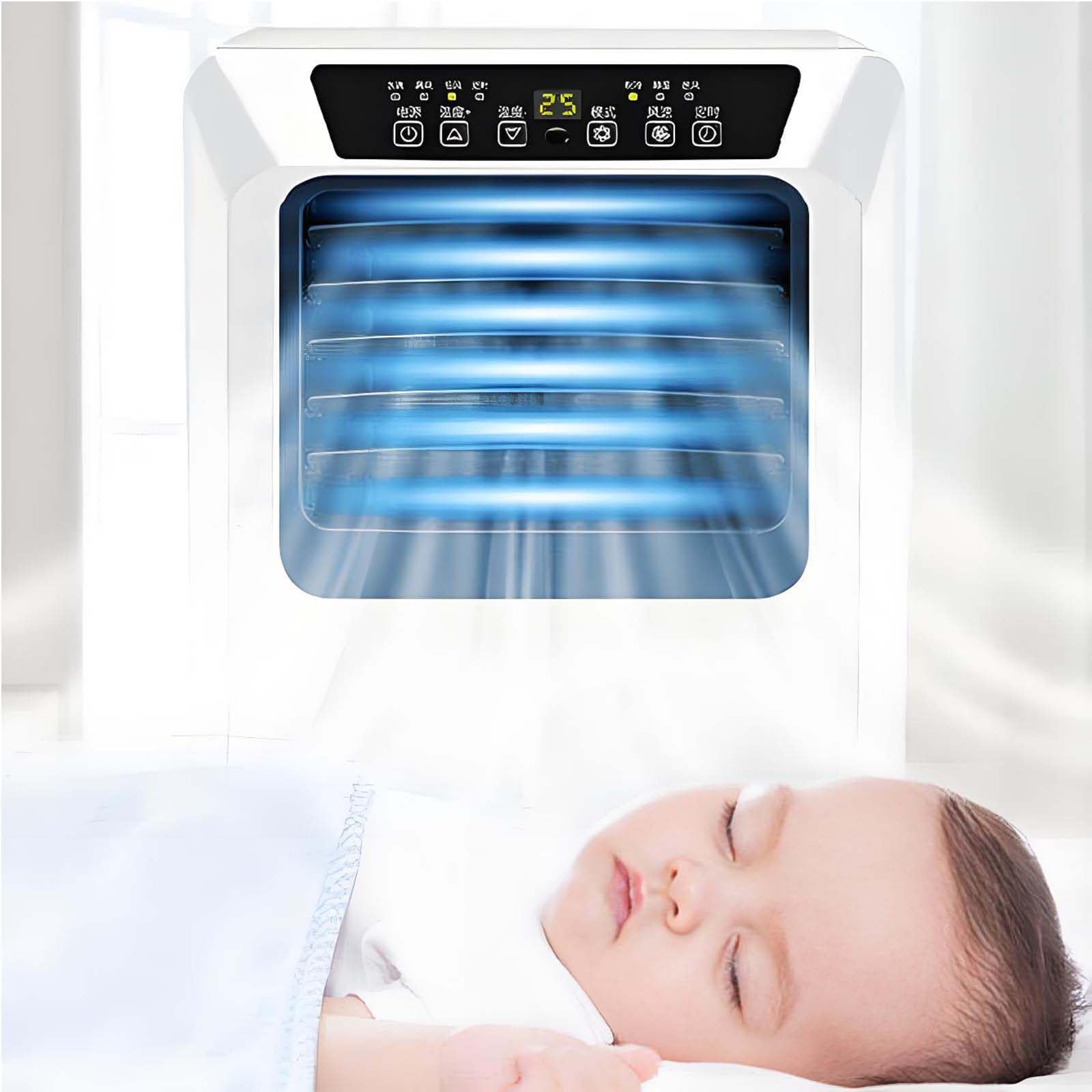 Condizionatore Portatile Compatto,Grande Potenza Raffreddamento Da 1Hp | Con Deumidificatore 7000btu Telecomando,Timer 24h, Per Casa,Condizionatore Portatile Unità Ac Silenziosa E Intelligente
