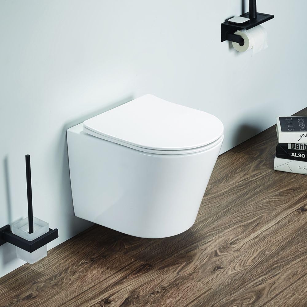 Milano Chalk Elements Round Wall Hung Toilet Wc Pan Soft Close Seat