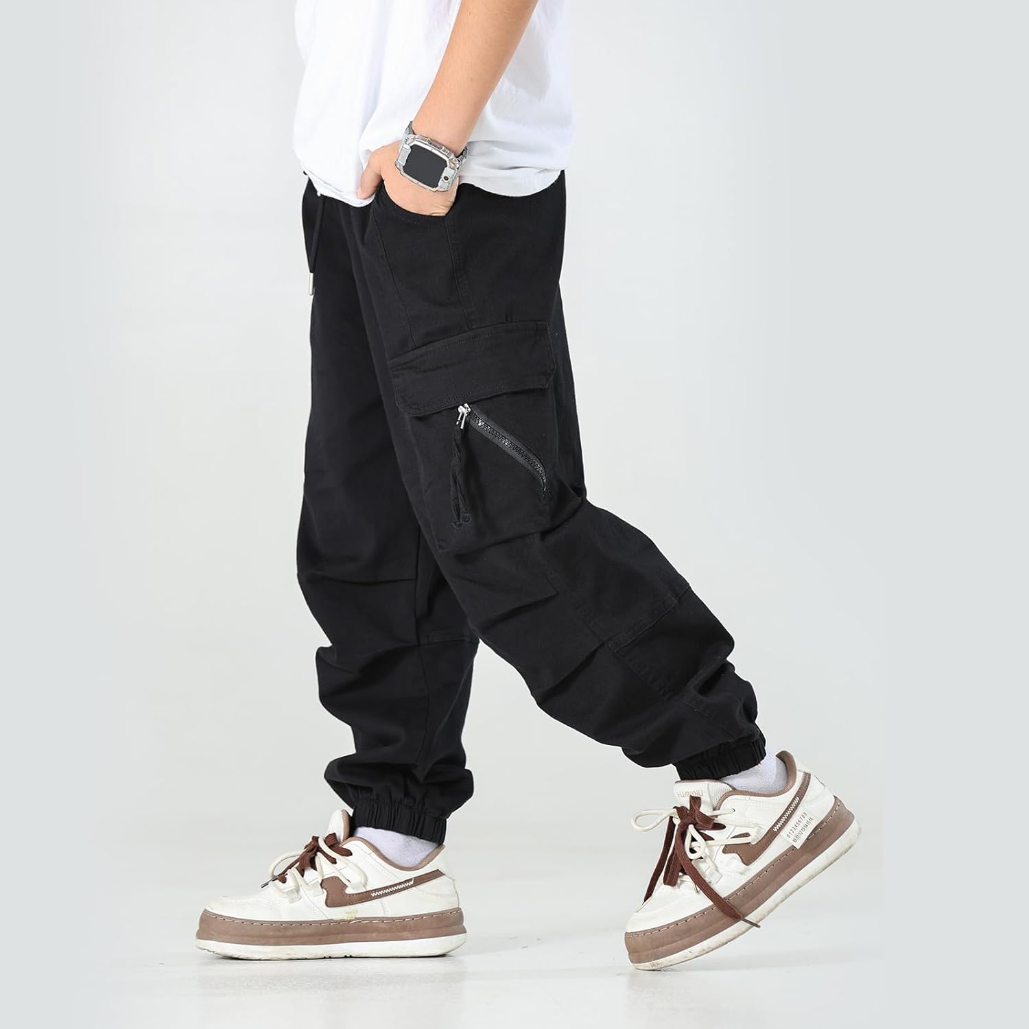 MINI PANDA Boys' Jogger Pants, Kids' Stretch Twill Casual Cargo Pants - Image 6