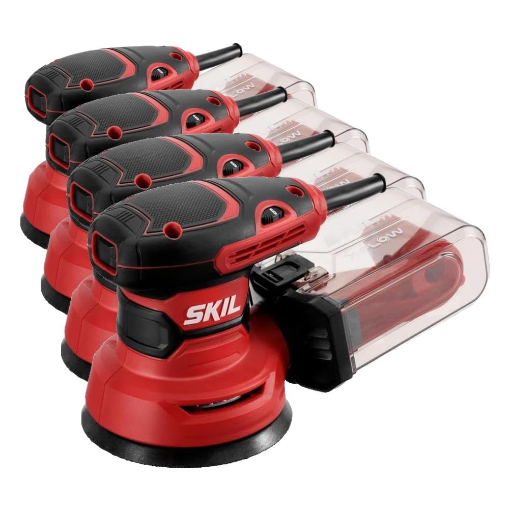 SKIL 5” Random Orbital Sander with Cyclonic Dust Box &amp; 3pc Sanding Sheet - SR211601,Multicolor,(Pack of 4)