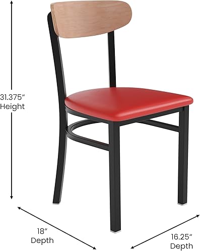 Miniatura 68 de Flash Furniture Wright - Silla de comedor de grado comercial, asiento de madera maciza con acabado de nogal y respaldo de boomerang, 500 libras de