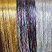 300 Strands Three Amazing Colors 20" Hair Tinsel: Sparkling Silver, Sparkling Gold, Shiny Rainbow
