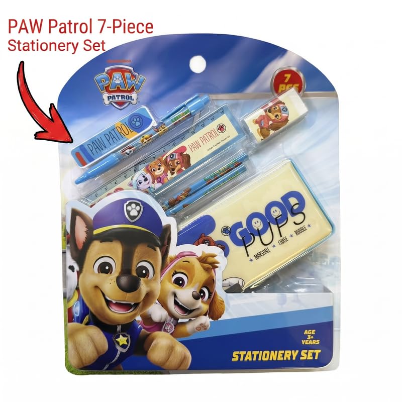 Image of Paw Patrol 7 pcs Stationery SetSchool Supplies Kit Multicolor Return Gift for Kids Age 3 Years +