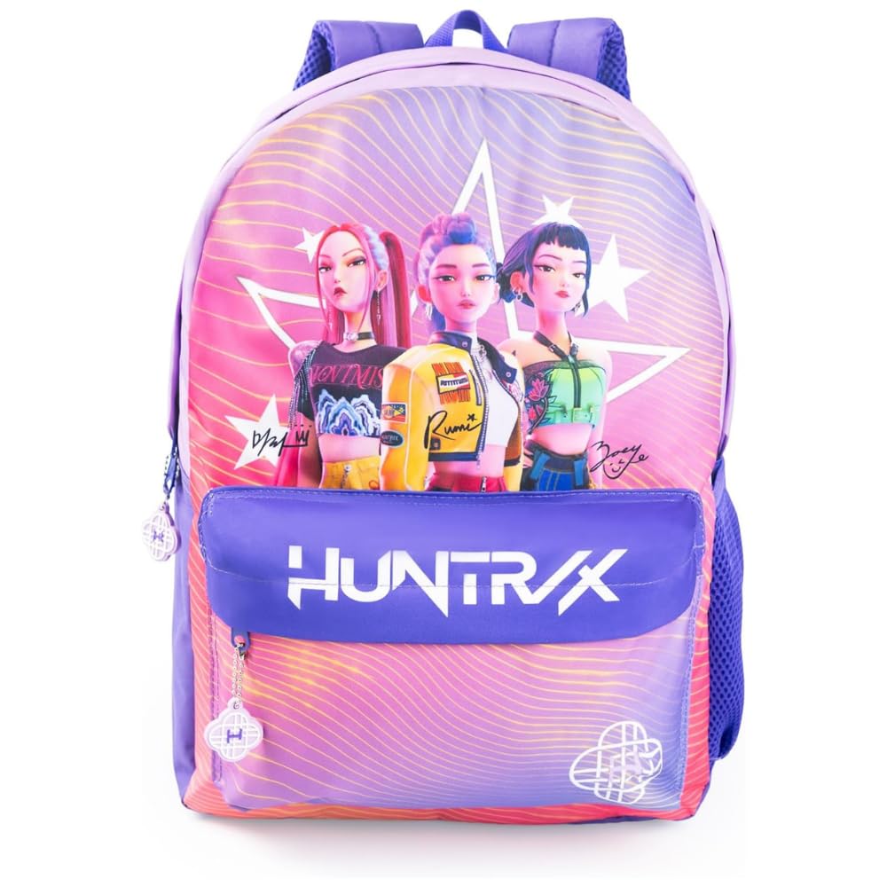 KPop Demon Hunters Zaino rosa da ragazza di Huntrix scolastico con personaggio dei cartoni animati e chiusura a cerniera streetwear per bambini | Merchandising