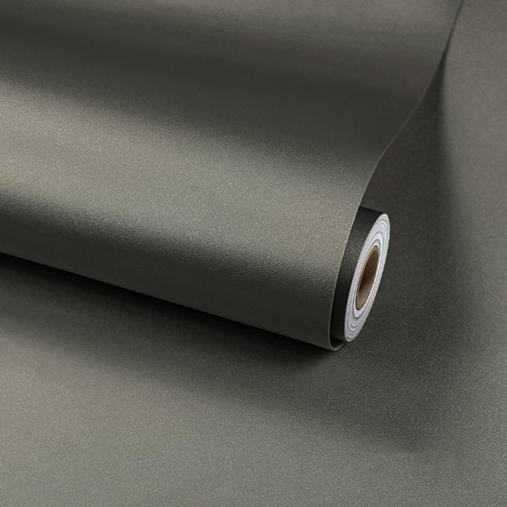 LZH-LP Grey Peel and Stick Wallpaper, 40x500CM Self Adhesive Wallpaper Dark Grey Metallic Brushed Look Vinyl Wrap Self Adhesive Furniture Covering for Living Room,Cabinets,Kitchen