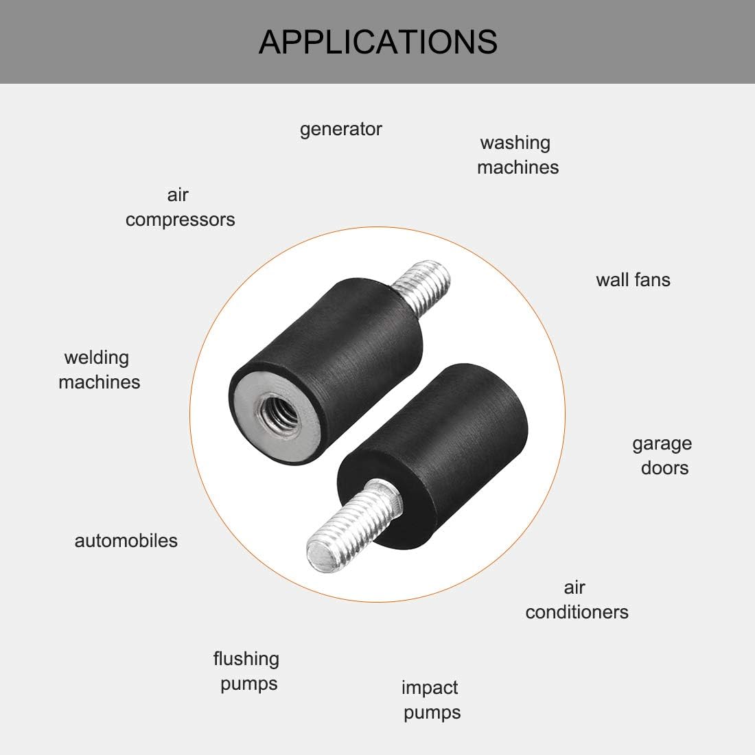 sourcing map M4 Male Female Rubber Mounts, Shock Absorber, for Motor Generator Compressor Garage Reverse Osmosis Pump Impact Air Generator Car Bobbins, D10mmxH15mm 4pcs - Image 5