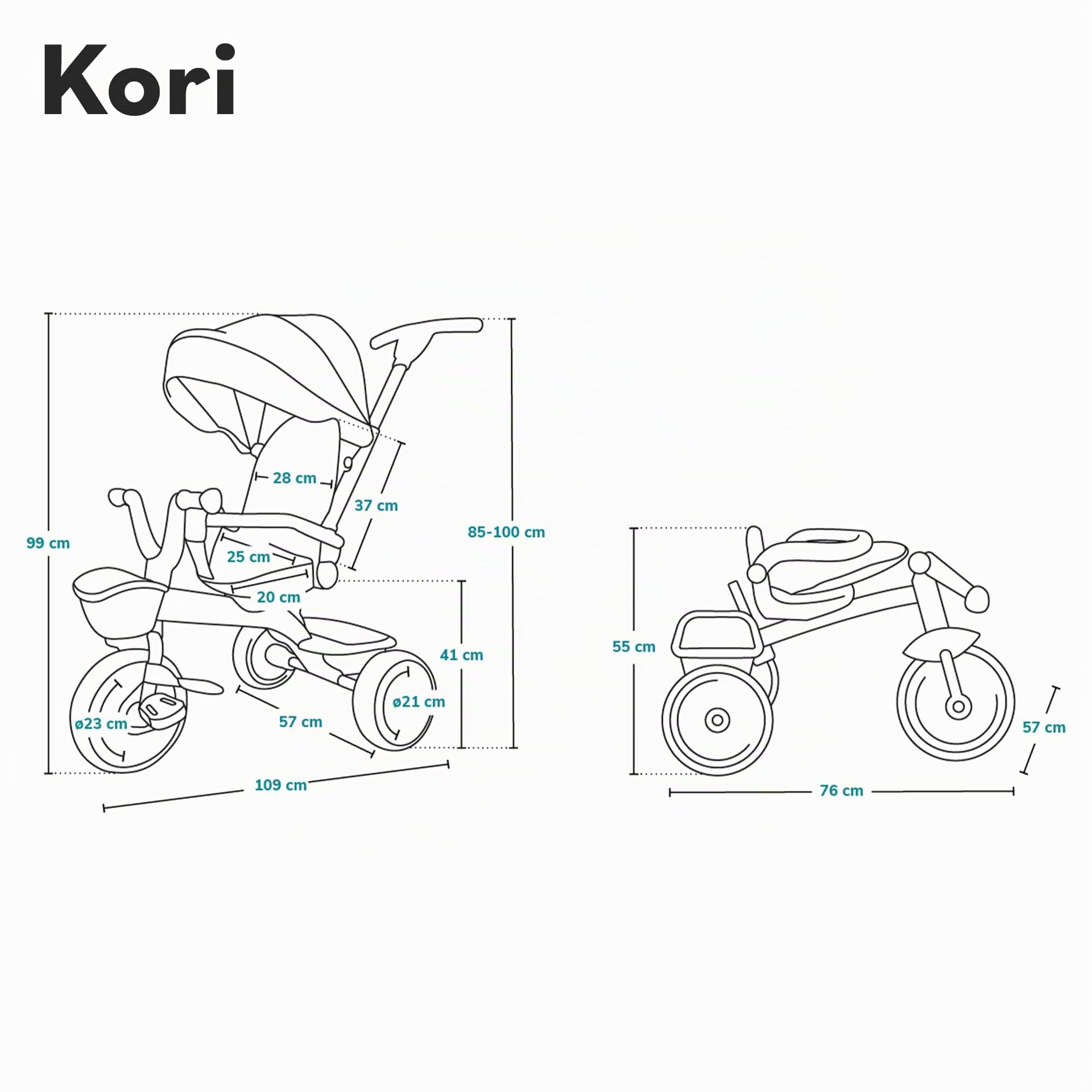LIONELO Kori Bicicleta 2 en 1 Niño hasta 25 kg 1,5-5 años Triciclo y Bicicleta de Paseo Cinturones de 3 Puntos con Fundas Cubierta de llanta Pesa Solo 9 kg 2 cestas para Juguetes Gris