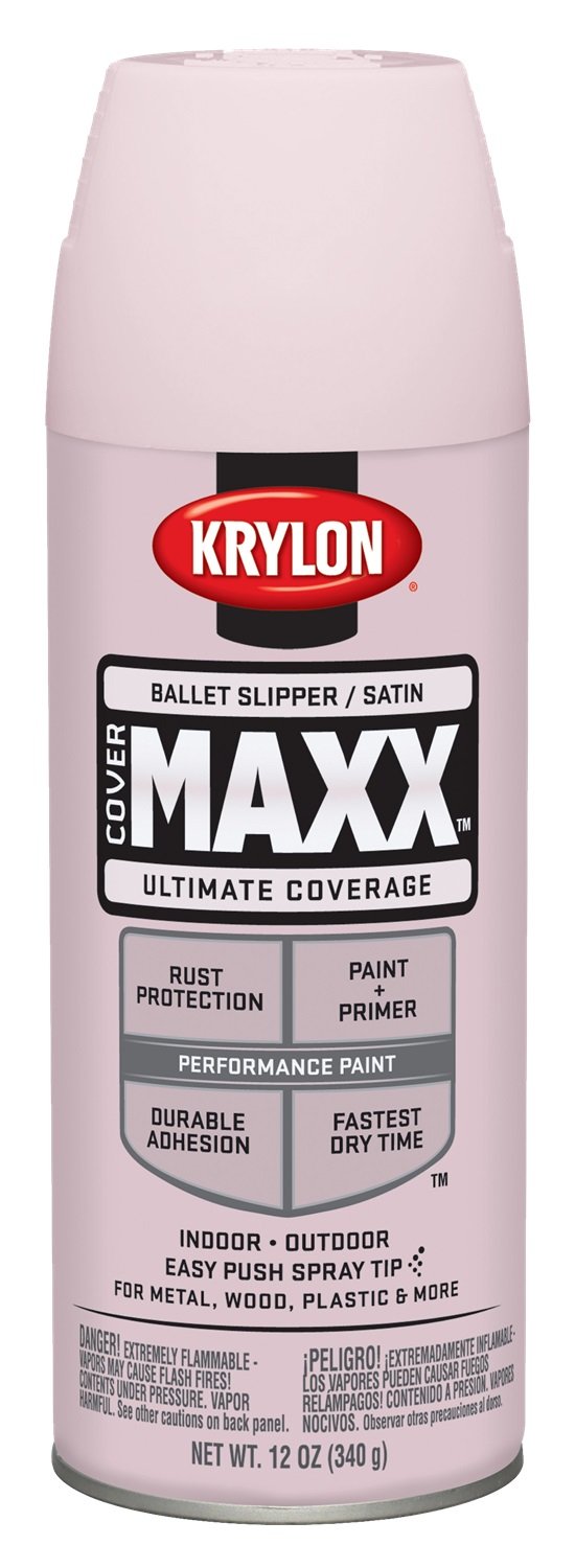 Krylon K09157000 COVERMAXX Spray Paint, Satin Ballet Slipper, 12 Ounce