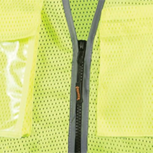 Miniatura 4 de Pioneer V1024860U-M - Chaleco de seguridad para hombre, malla reflectante Hi Vis neón, 9 bolsillos, cremallera, construcción, tráfico, trabajo de