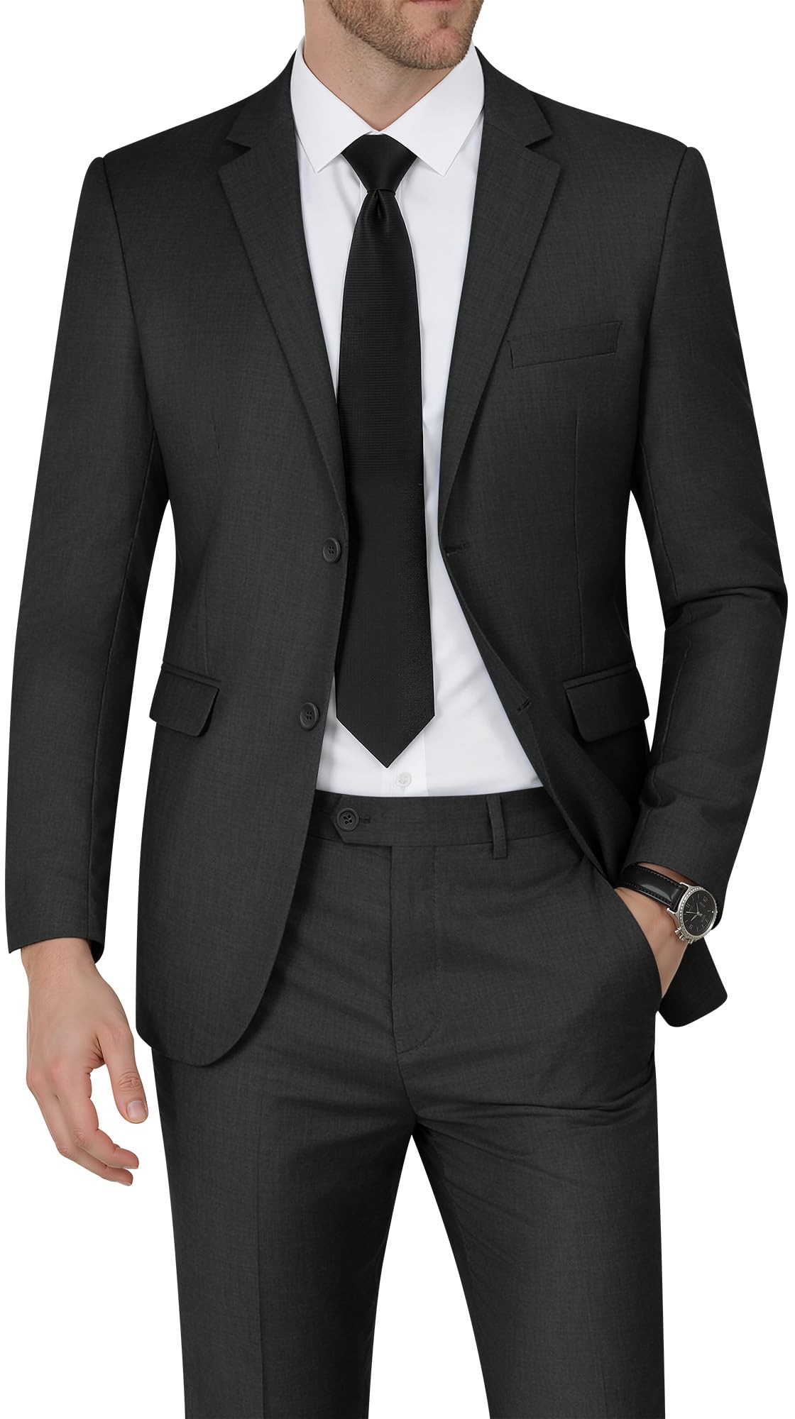 WEEN CHARM Men's Suits Slim Fit 2 Piece Two Button Blazer Wedding Prom Tuxedo Single Breasted Jacket Pants Set