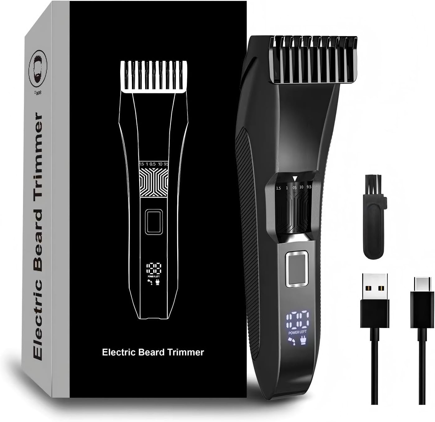Beard Trimmer for Men, Ceramic Blade Cordless Hair Clippers with 20 Adjustable Lengths (0.5mm-10mm), IPX6 Waterproof, USB-C Rechargeable Mustache Trimmer with Travel Lock for Face & Body